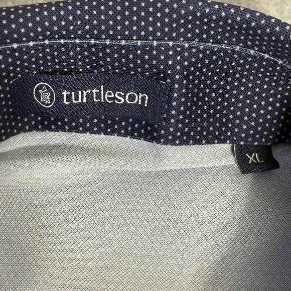 Turtleson Polo Shirt Men’s XL Navy Blue Micro Dot Golf Performance Shirt - Picture 2 of 6
